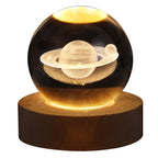 Lámpara Bola de Cristal 3D - Luz Nocturna Galaxia LED con Base de Madera
