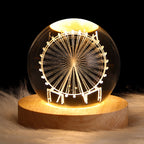 Lámpara Bola de Cristal 3D - Luz Nocturna Galaxia LED con Base de Madera