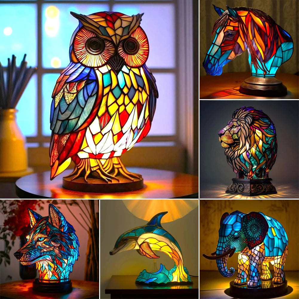 Lámpara Animal 3D Resina LED Decorativa